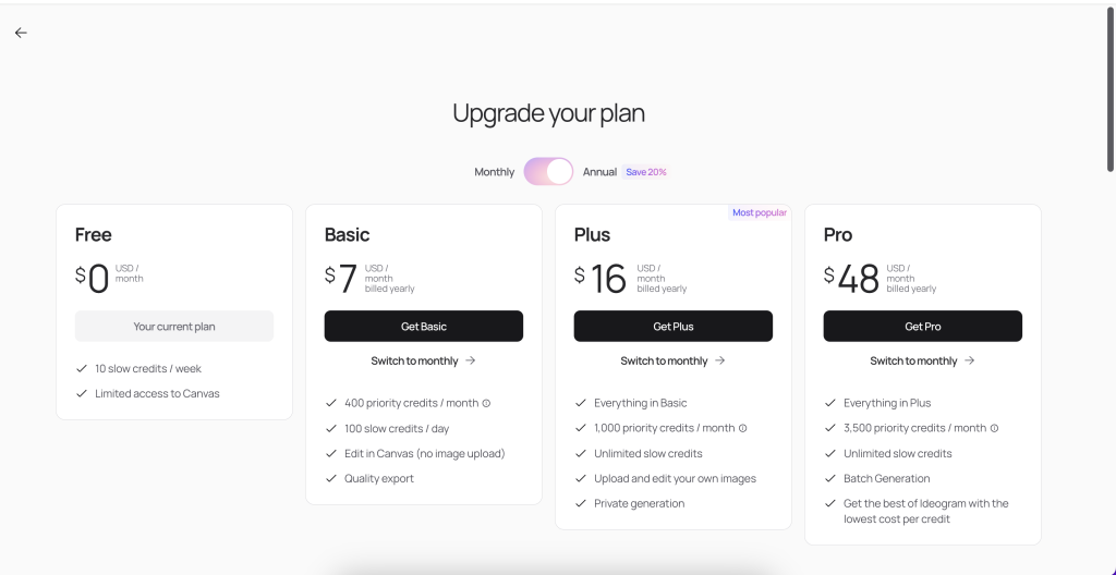 Ideogram 2.0 pricing