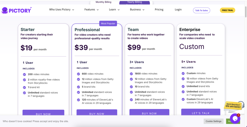 Pictory pricing 2025