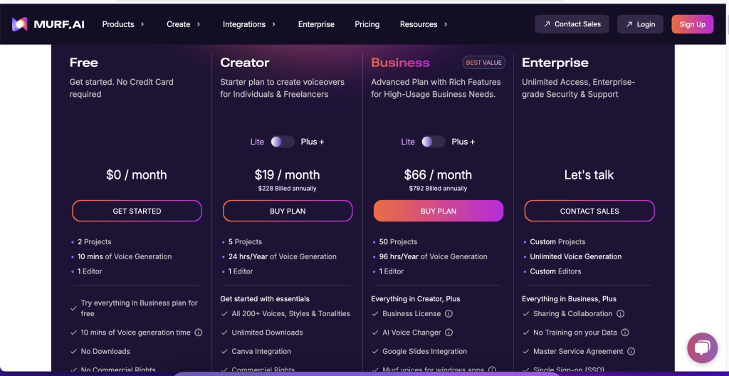 murf ai pricing